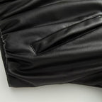 Half-high collar long-sleeved single-breasted PU jacket