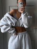 Fashionable Long Sleeve Casual Sporty Hoodie Set for Women, Two-Piece Outfit Autumn/Winter Wear