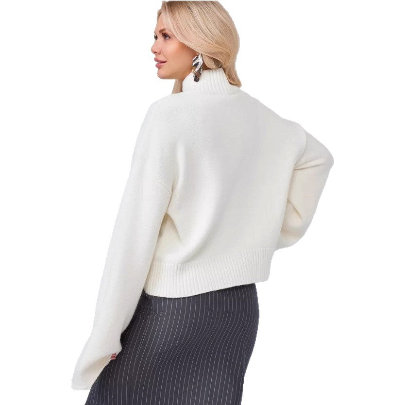 High neck pullover sweater for women in autumn and winter