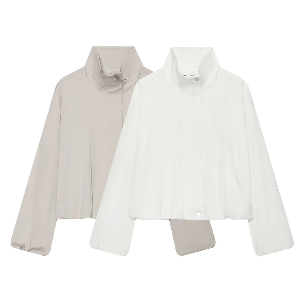 Casual loose zipper long sleeved jacket