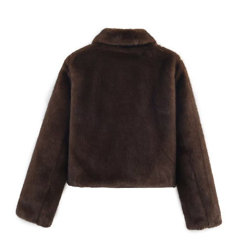 Short-Length Faux Fur Effect Jacket