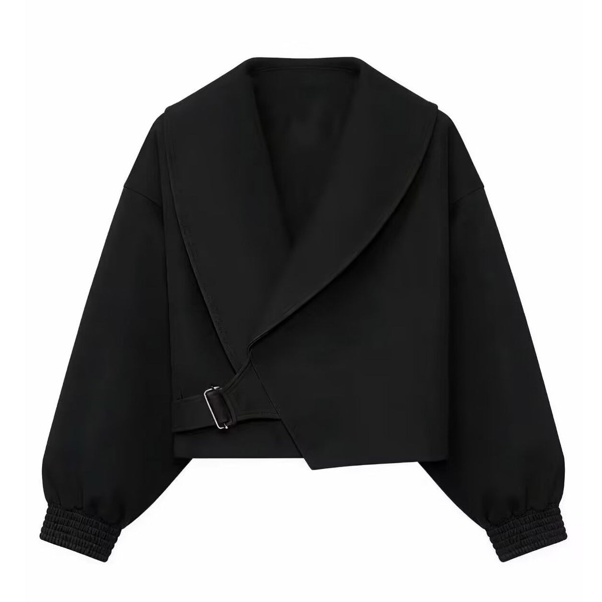 Veelzijdige casual minimalistische jas met gesp en reverskraag