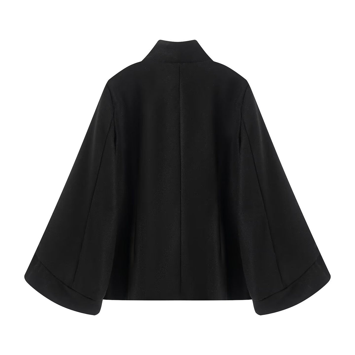 Simple double breasted stand up collar batwing sleeve jacket for women