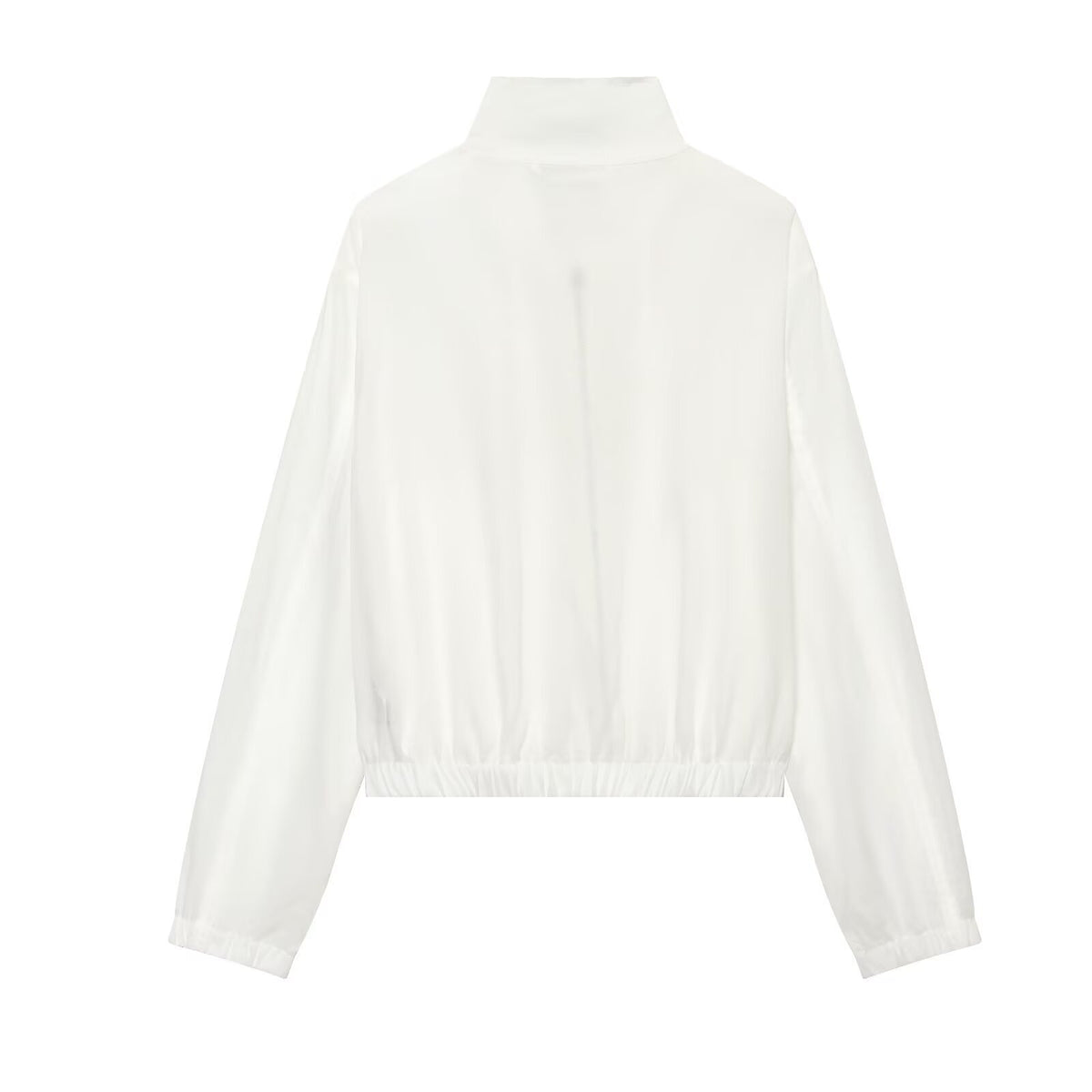 Elastic hem long sleeved stand up collar jacket for women