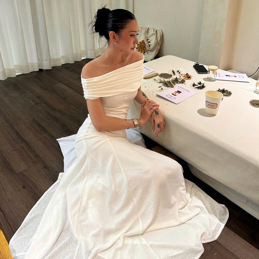Sexy strapless temperament one-shoulder dress for women