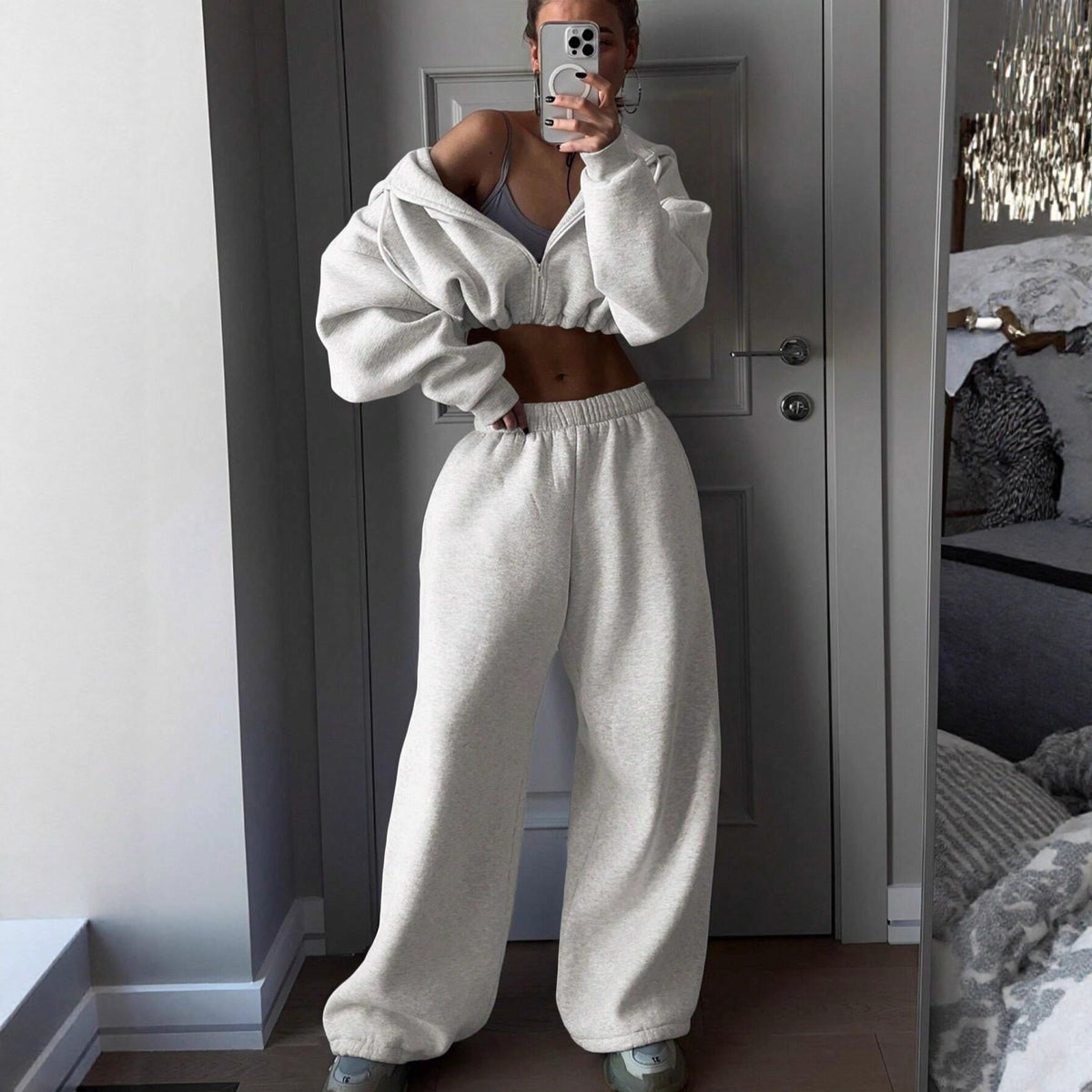 Fashionable Long Sleeve Casual Sporty Hoodie Set for Women, Two-Piece Outfit Autumn/Winter Wear