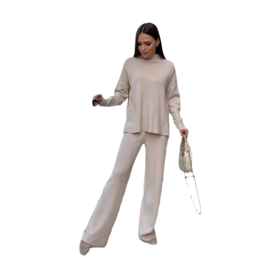 Fall Winter Russian Long Sleeve Loose Casual Pants Sweater Set Women Best-selling Split Set