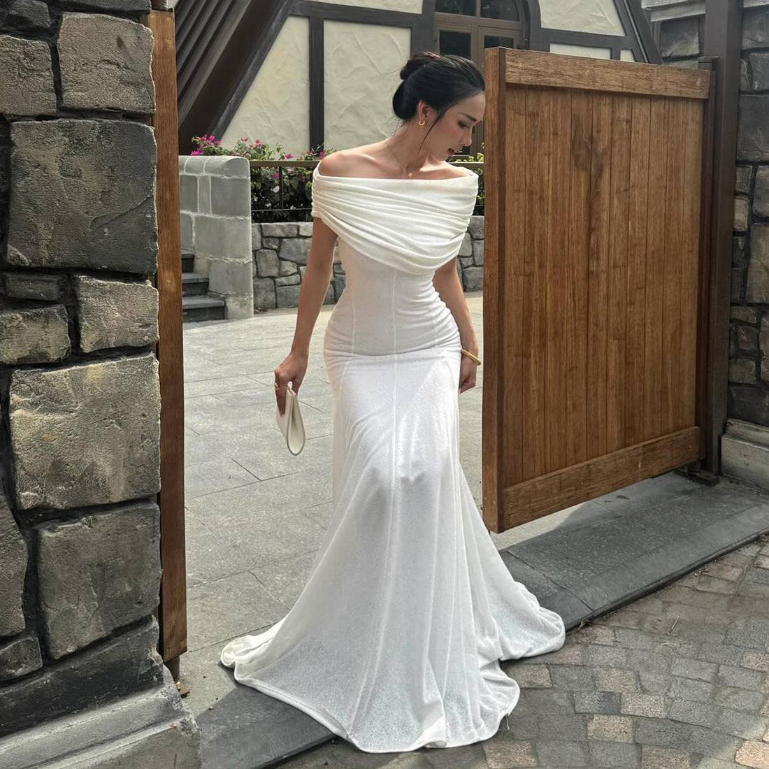 Sexy strapless temperament one-shoulder dress for women