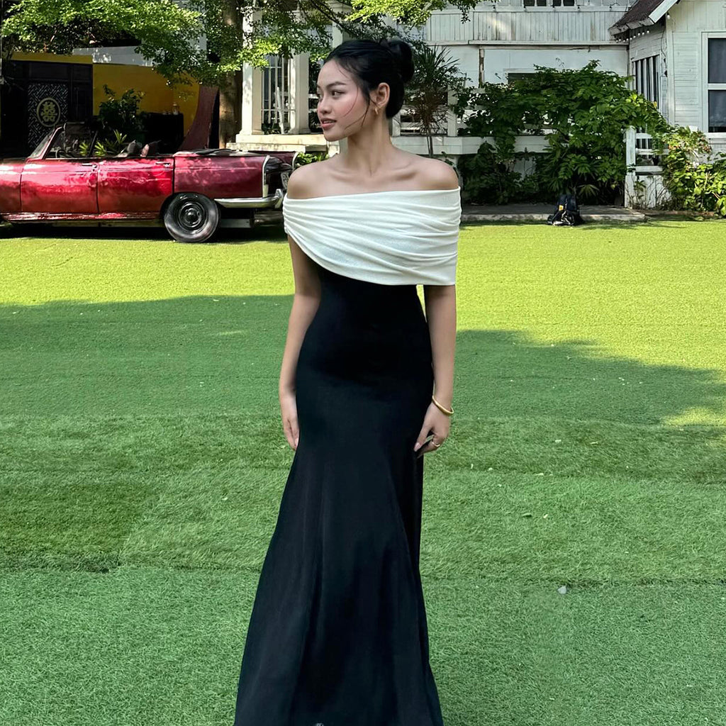 Sexy strapless temperament one-shoulder dress for women