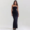 European and American style autumn and winter new women's fashion strapless sexy backless slim fit evening dress