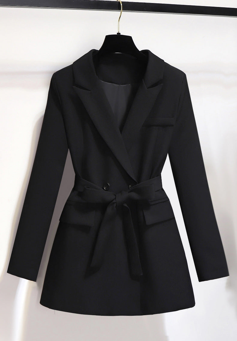 Korean-style women's suit jacket, high-end temperament, loose-waisted suit jacket for women, trendy casual lace-up women's blazer