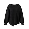 American lazy style loose elastic thread groove irregular knitting sweater