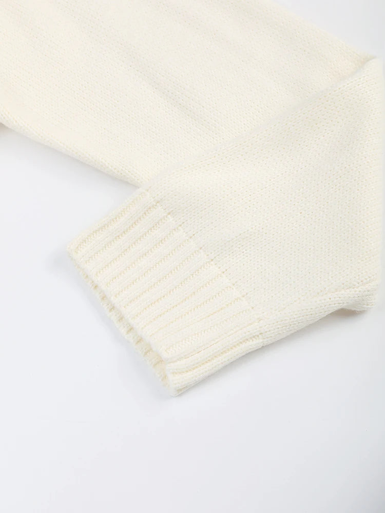 White Tassels Big Size Knitting Sweater Round Neck Long Sleeve Women Pullovers New Fashion Autumn Winter