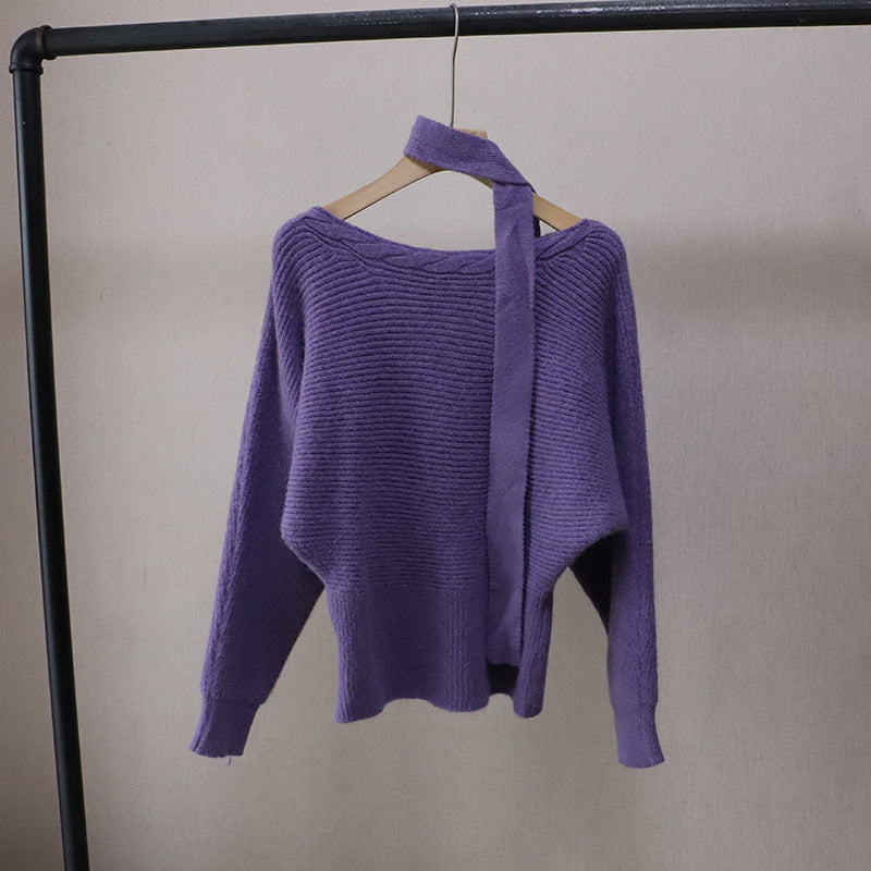 Winter Off-Shoulder Slim Sweater