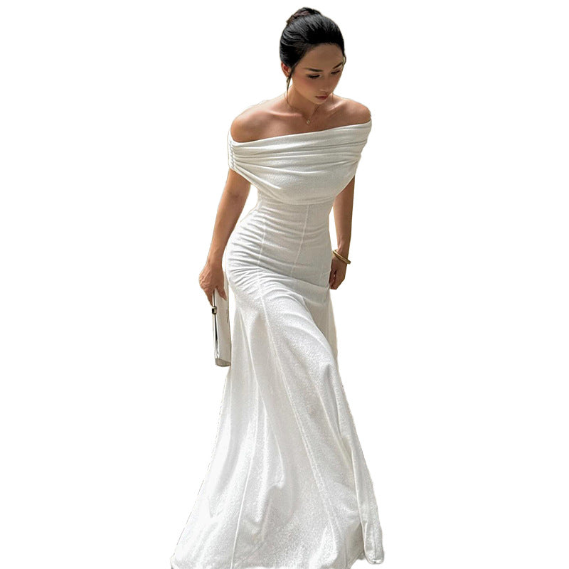 Sexy strapless temperament one-shoulder dress for women