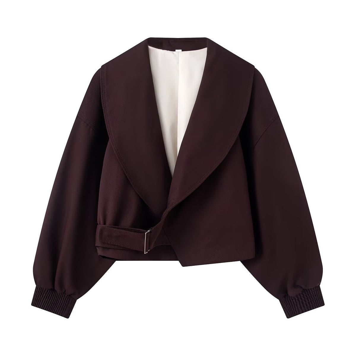 Veelzijdige casual minimalistische jas met gesp en reverskraag