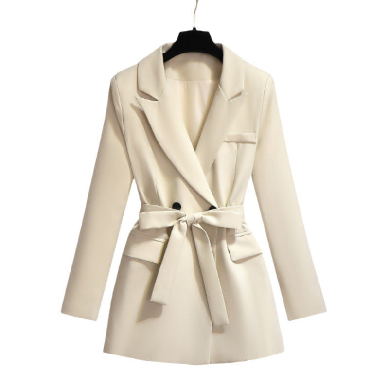 Korean-style women's suit jacket, high-end temperament, loose-waisted suit jacket for women, trendy casual lace-up women's blazer