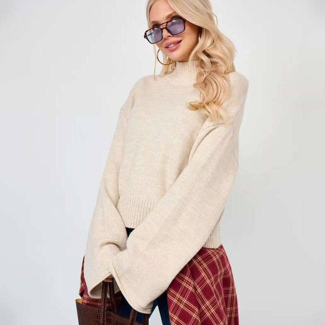High neck pullover sweater for women in autumn and winter