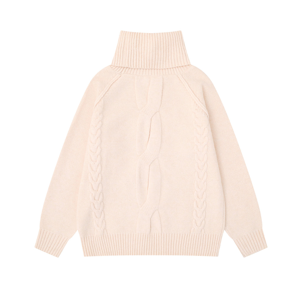 Cable Knit Sweater for Women, Turtleneck Raglan Sleeve, Oversized Thick Warm Knit Top