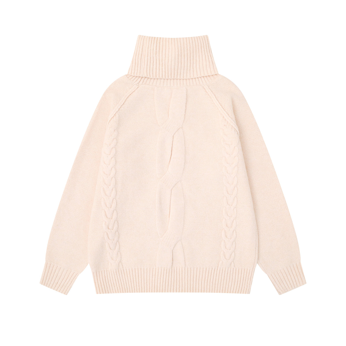 Cable Knit Sweater for Women, Turtleneck Raglan Sleeve, Oversized Thick Warm Knit Top