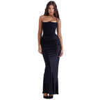 European and American style autumn and winter new women's fashion strapless sexy backless slim fit evening dress