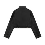 Striped leather jacket for women
