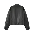 Half-high collar long-sleeved single-breasted PU jacket